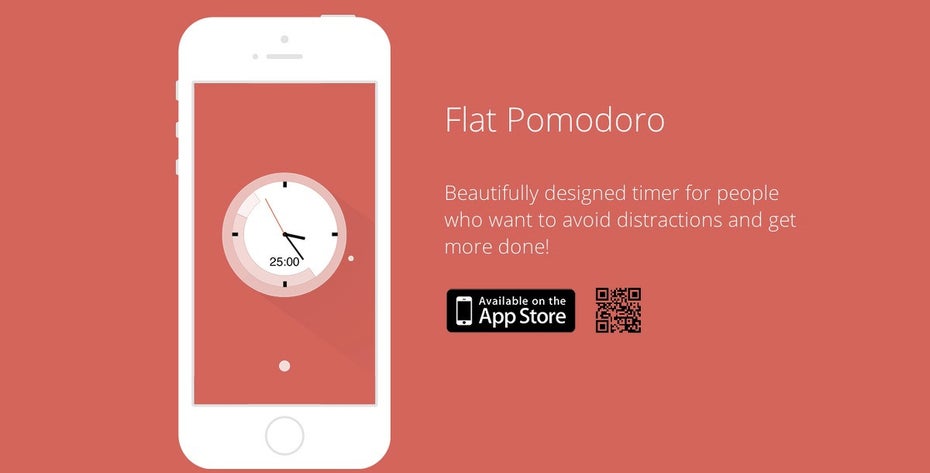 Flat Pomodoro begeistert durch das schicke Design der App. (Screenshot: Flat Pomodoro)