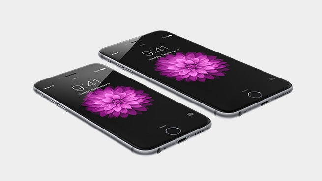 Die beiden neuen iPhones im Vergleich: iPhone 6 (vorne) und iPhone 6 Plus (hinten). (Quelle: Apple.com)