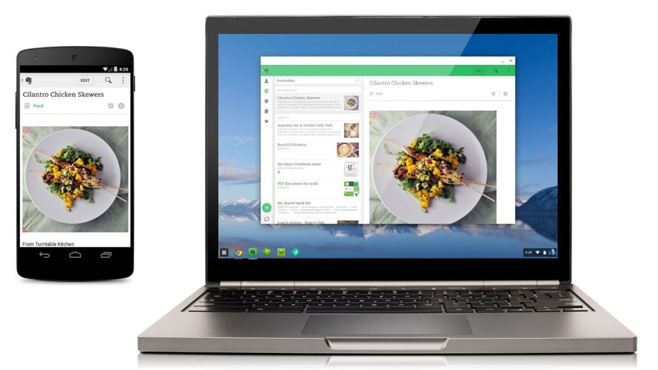 Evernote ist eine der ersten Android-Apps, die auch am Chromebook nutzbar ist. (Bild: Google)