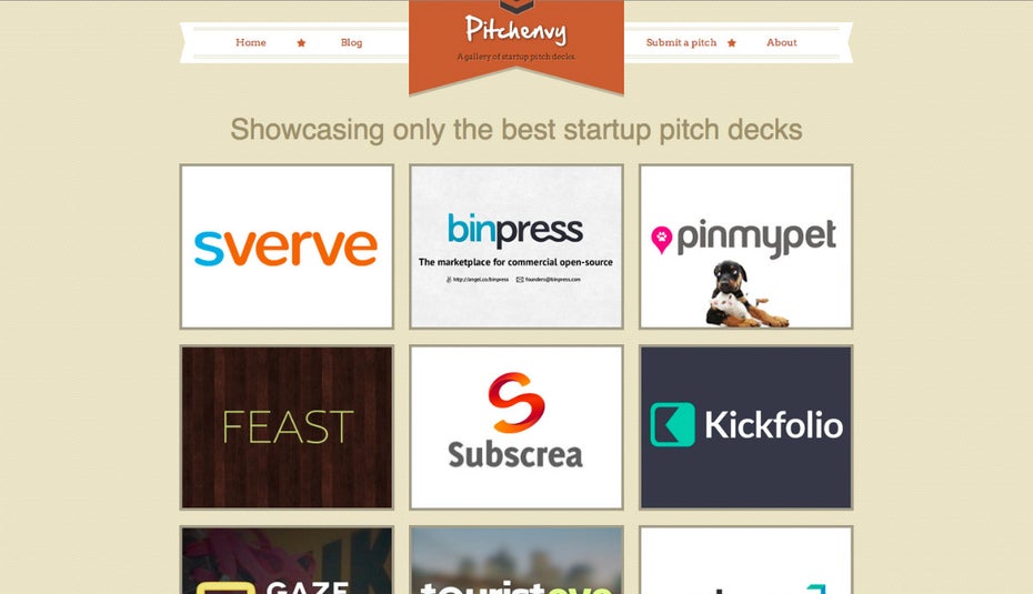 Bei Pitchenvy gibt's die Pitchdecks von Mint und Square. (Screenshot: t3n)