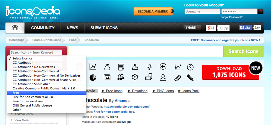 Nicht immer gut fürs Auge: Die Plattform IconsPedia versammelt eine Vielzahl kostenloser Icons. (Screenshot: IconsPedia)