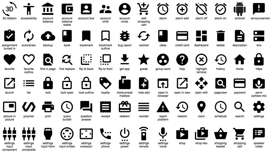 Kostenlose Icons. (Screenshot: Google) Material Design: Google veröffentlicht 750 kostenfreie SVG-Icons