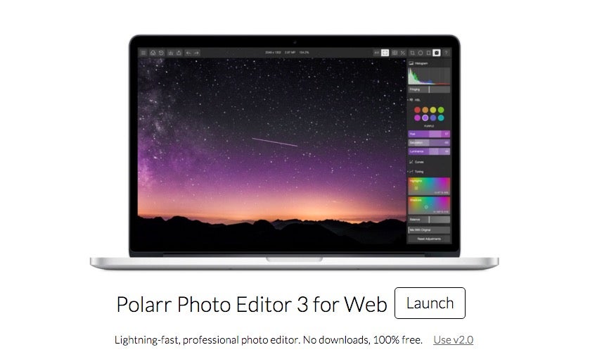 Eigentlich eine App und keine Chrome-Extension: Polarr Photo Editor. (Screenshot: Polarr)