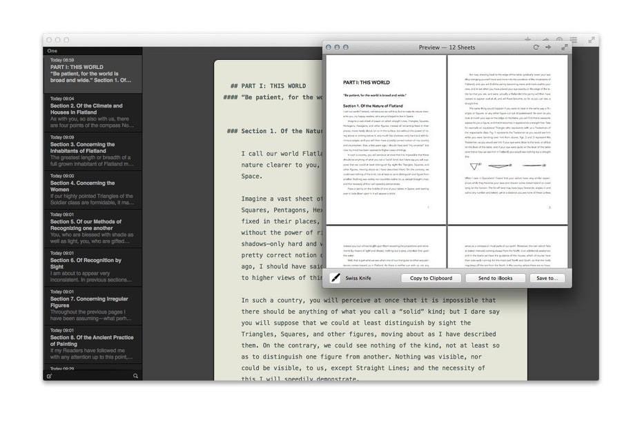 Ulysses III: Ihr könnt auch auf Templates zurückgreifen, um das Layout eurer exportierten Dokumente festzulegen. (Screenshot: Ulysses III)