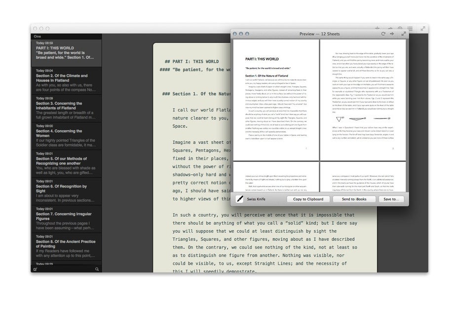 Ulysses III: Ihr könnt auch auf Templates zurückgreifen, um das Layout eurer exportierten Dokumente festzulegen. (Screenshot: Ulysses III) 