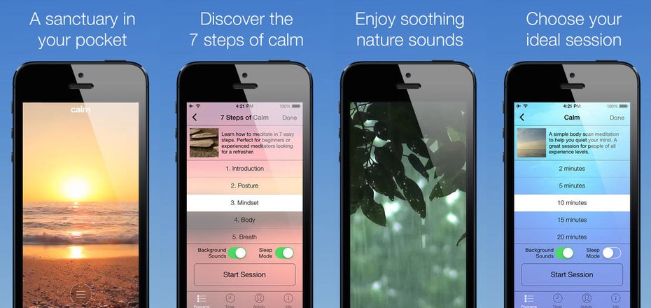 Calm soll euch dabei helfen, abzuschalten und ruhig zu werden. (Screenshot: Calm)