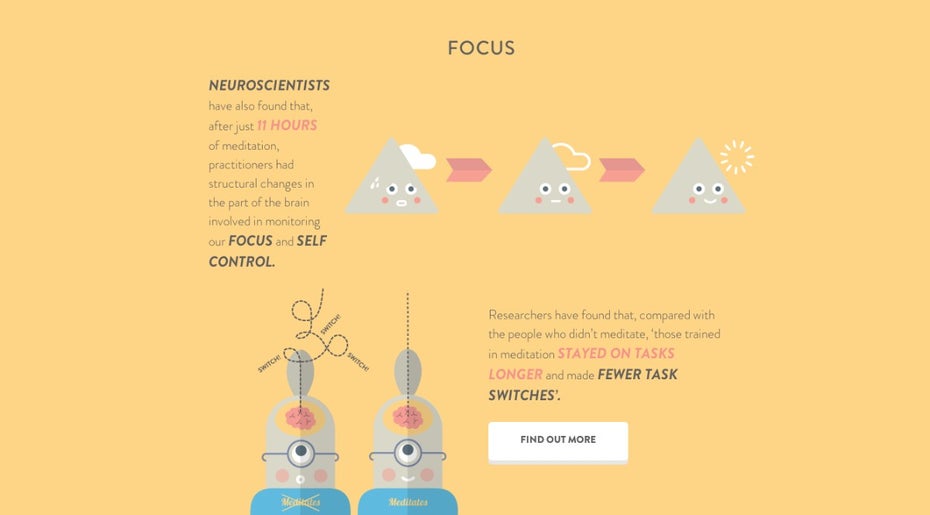 Via Meditation will die App Headspace zu mehr Konzentration und Kreativität verhelfen. (Screenshot: Headspace)