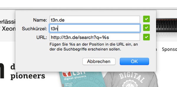 Chrome: Das Suchkürzel sollte möglichst kurz aber prägnant sein. (Screenshot: Chrome)