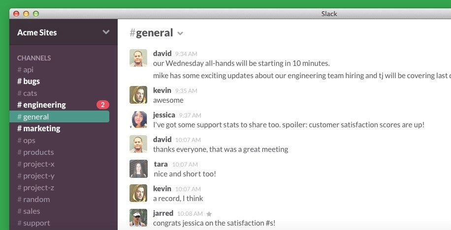 Slack wurde in erster Linie für Unternehmen konzipiert und bietet neben Messaging im Skype-Stil auch noch einige zusätzliche Features. (Screenshot: Slack)