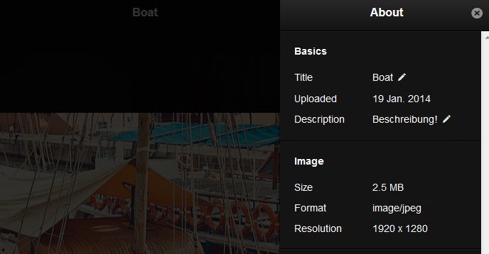 Genaurere Informationen zu den Fotos. (Screenshot: Lychee)