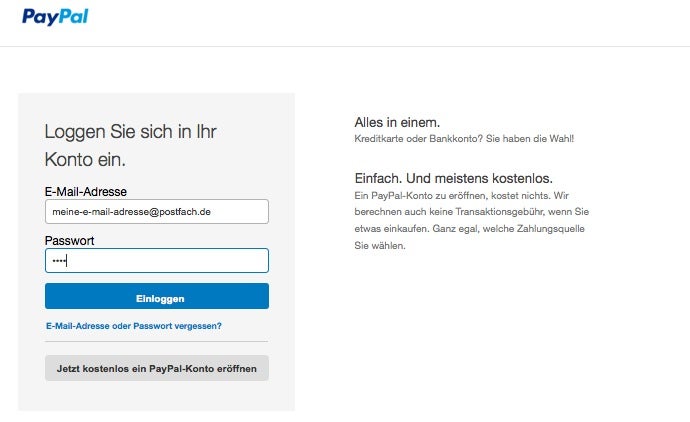 Geraten die E-Mail-Adressen der PayPal-Kunden in fremde Hände, fragt die FAZ. (Screenshot: PayPal)