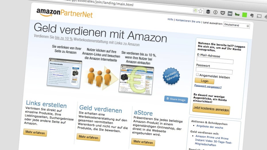 Das mit großem Abstand bekannteste Affiliate-Programm stammt vom Online-Händler Amazon. (Screenshot: amazon.com)