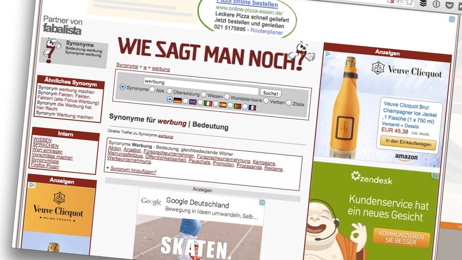 Hast du noch Platz für Werbung? (Screenshot: wie-sagt-man-noch.de)
