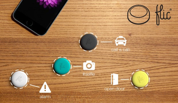 Ein Klick, eine Aktion: Der Button flic kann verschiedene Aktionen auf dem Smartphone durchführen. (Bild: flic)