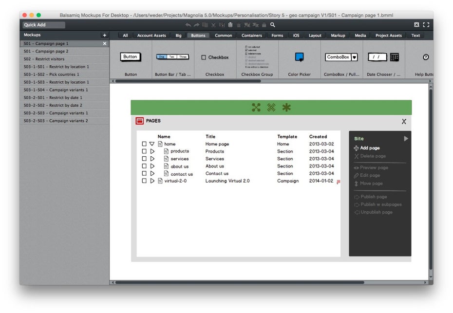 (Screenshot: Balsamiq Mockups)