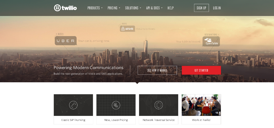 Uber, Airbnb und OpenTable nutzen Twilios Infrastruktur bereits. (Screenshot: Twilio)