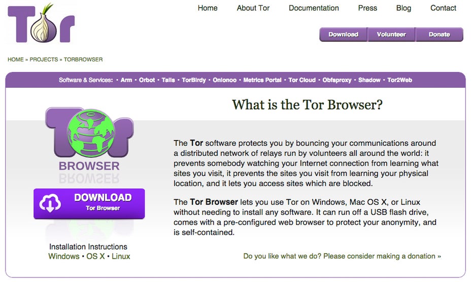 Der Tor-Browser ist nicht das Allheilmittel, wurde von Edward Snowden aber als Browser mit höchstem Anonymitätsanspruch hervorgehoben. (Screenshot: Tor-Project)