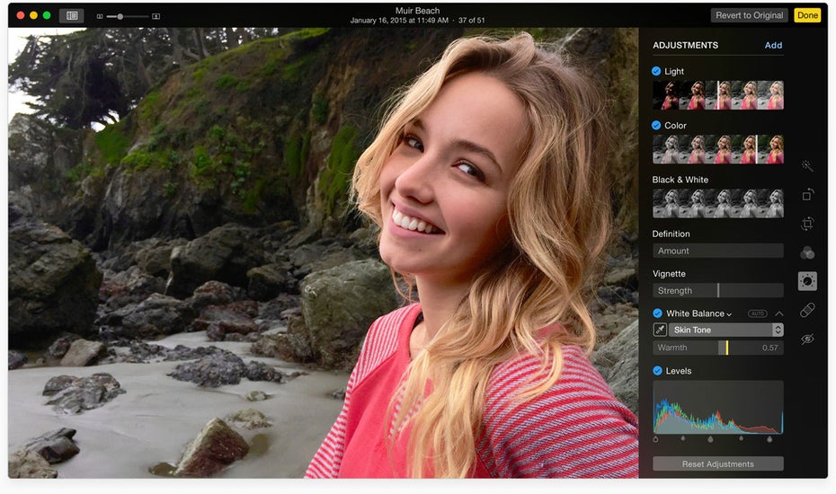Apple Photos bringt wichtige Werkzeuge zur Bildbearbeitung mit, dürfte Profis jedoch nicht gut genug sein. (Foto: Apple)