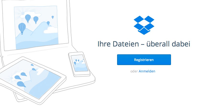 Dienste wie Google, Facebook oder Dropbox hält Edward Snowden für ein Sicherheitsrisiko. (Screenshot: Dropbox)