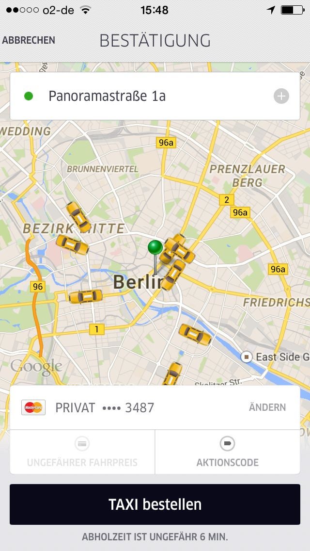 Echtzeit-Tracking bei Uber.