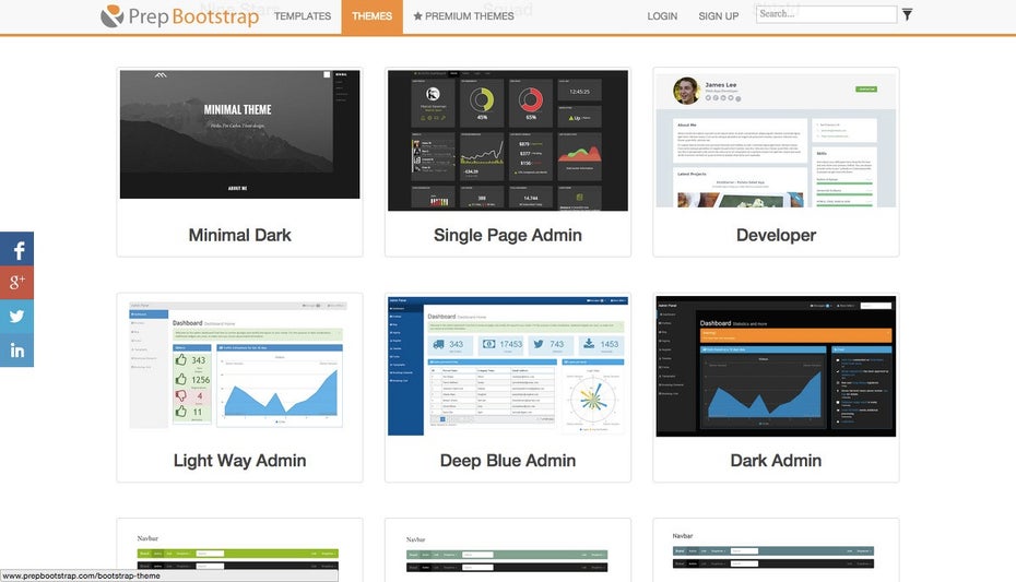 PrepBootstrap ist eine weitere Quelle für kostenlose Bootstrap-Themes. (Screenshot: PrepBootstrap)