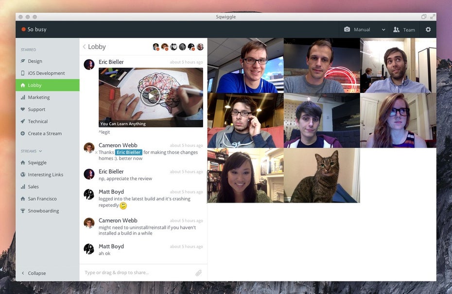 Auch Sqwiggle eignet sich gut für Remote-Worker. (Screenshot: Sqwiggle)