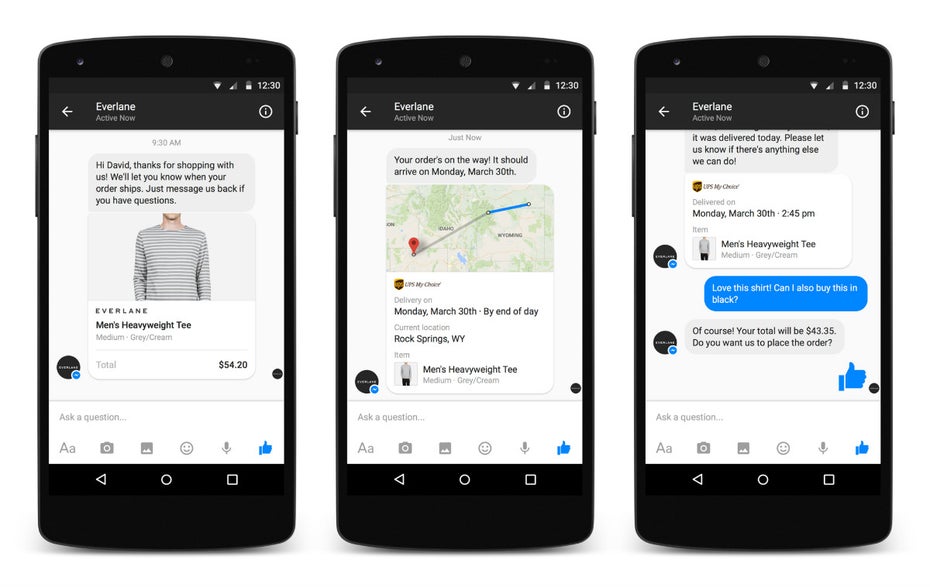 Facebook öffnet den Messenger für E-Commerce. (Screenshot: Facebook)