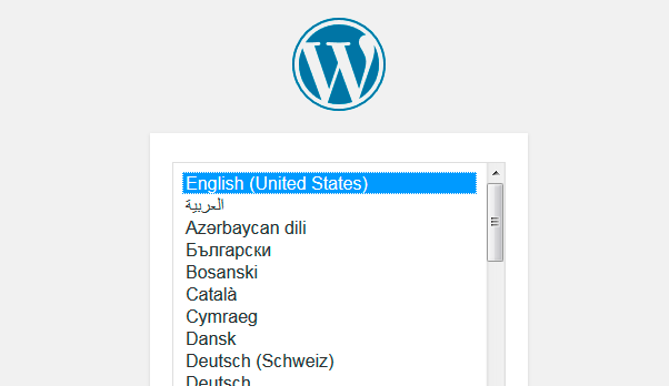 Das erste Lebenszeichen von WordPress ist die Sprachauswahl. (Screenshot: eigene WordPress-Installation)