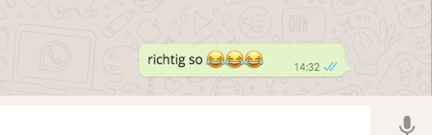 Blaue Haken zeigen an, dass eure Whatsapp-Nachricht gelesen wurde. (Screenshot: Whatsapp Web)