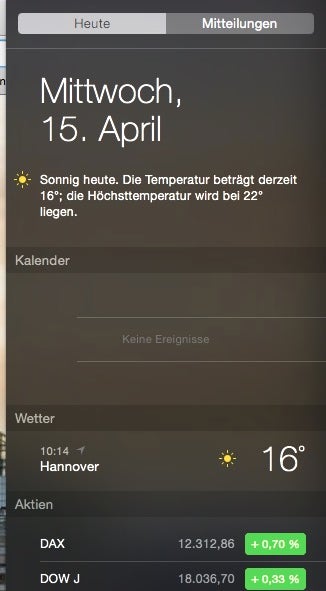 Das Notification-Center von Mac OS.