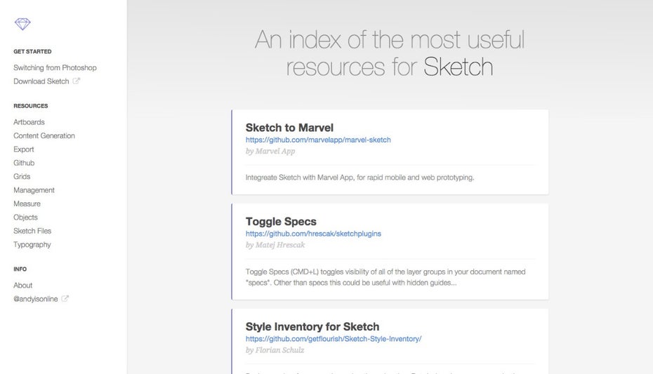 Auf Sketch.land findet ihr neben Plugins auch weitere Ressourcen. (Screenshot: Sketch.land)