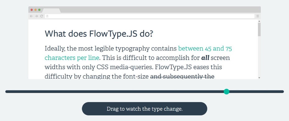 Responsiver Body Text mit FlowType.JS Plugin (Screenshot: simplefocus.com)