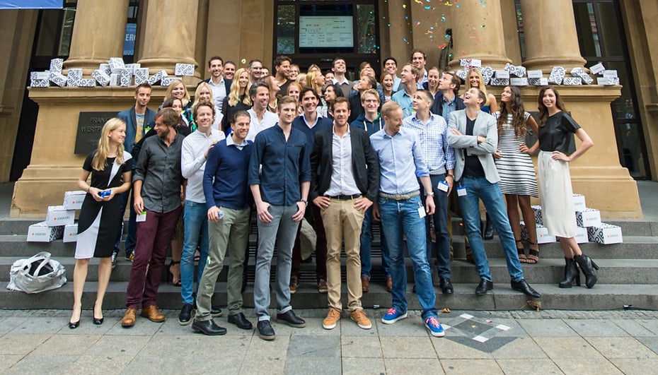 Zalando-Mitarbeiter am Tag des Börsengangs 2014: Das E-Commerce-Startup hat sich anspruchsvolle Werte verschrieben. (Foto: Zalando)