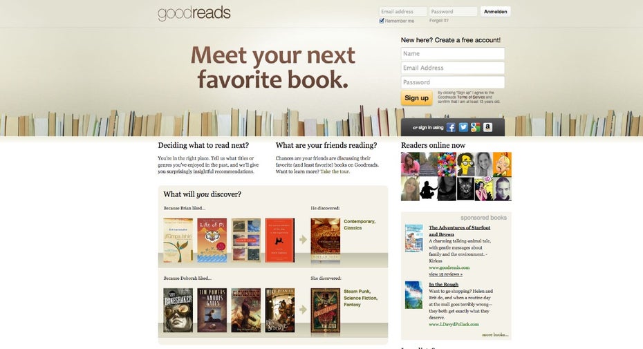 Facebook-Alternativen für Leseratten: Communities wie Goodreads oder LovelyBooks haben sich auf das Thema Bücher spezialisiert. (Screenshot: Goodreads)