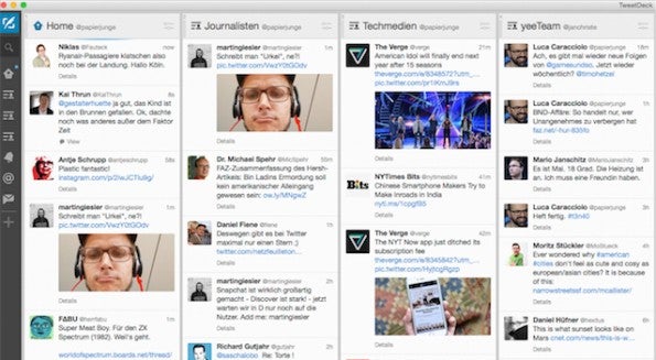 Ein geordneter Twitter-Stream verschafft Überblick. TweetDeck ist eines der beliebtesten Social-Media-Tools der Twitter-Community. (Screenshot: TweetDeck)