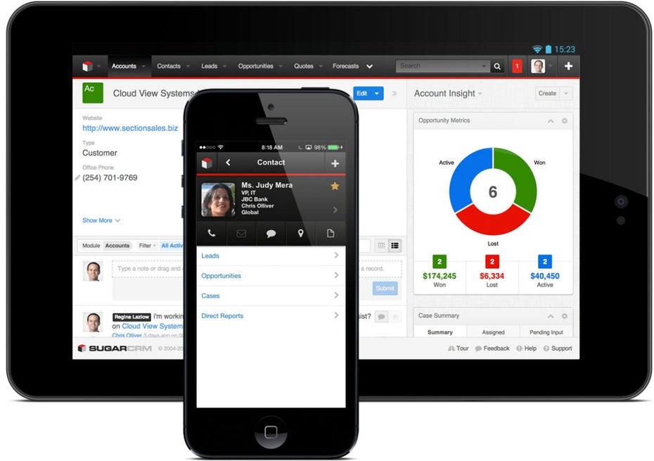 CRM-Systeme: SugarCRM. (Screenshot: t3n)