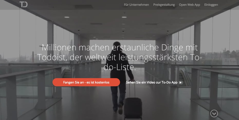 ToDoIst hilft persönliche Aufgaben zu organisieren. Das Tool arbeitet entlang dem „Getting Things Done“-Prinzip! (Screenshot: Todoist.com