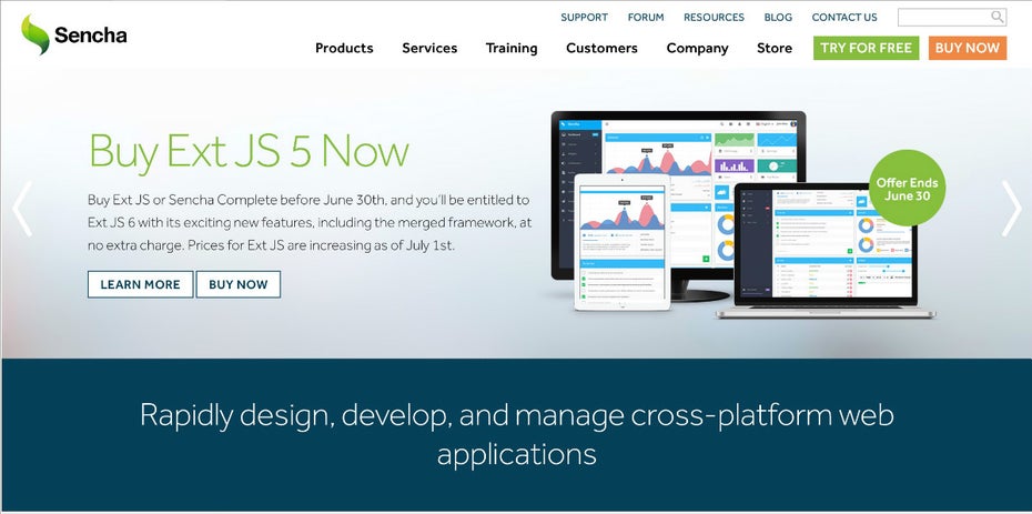 Hybride Entwicklung für Enterprises: Sencha. ( Screenshot Sencha)