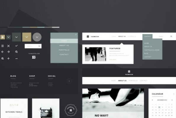 „Clean white“ – UI-Kit von Tomasz Mazurczak. (Screenshot: Behance)