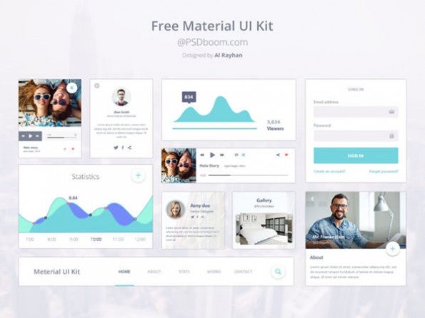 „Free Material UI-Kit“ von Al Rayhan im Material Design. (Screenshot: PSDboom)