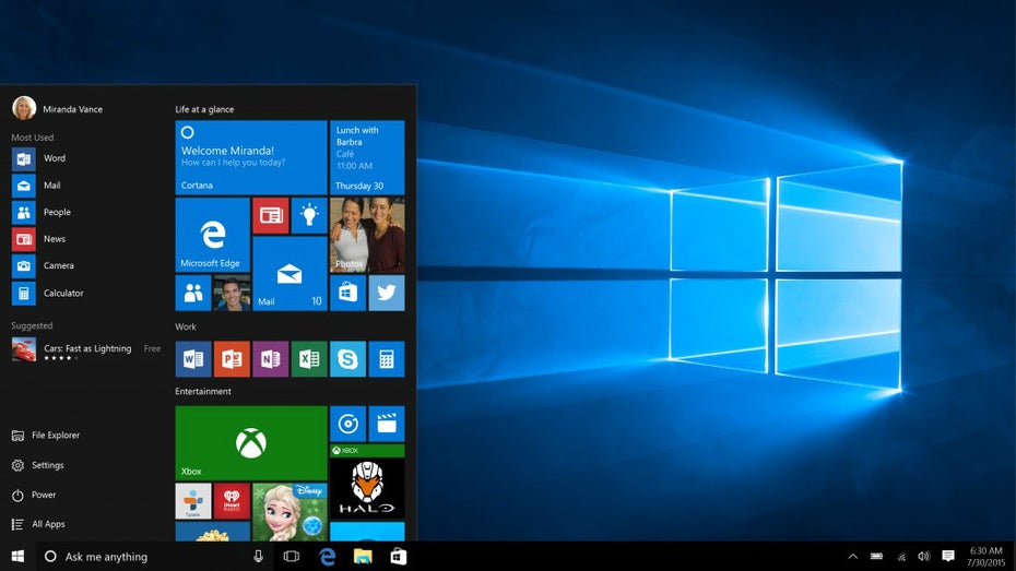 Windows 10 bringt das Startmenü zurück. (Bild: Microsoft)