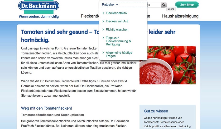 content marketing beispiele dr.beckmann