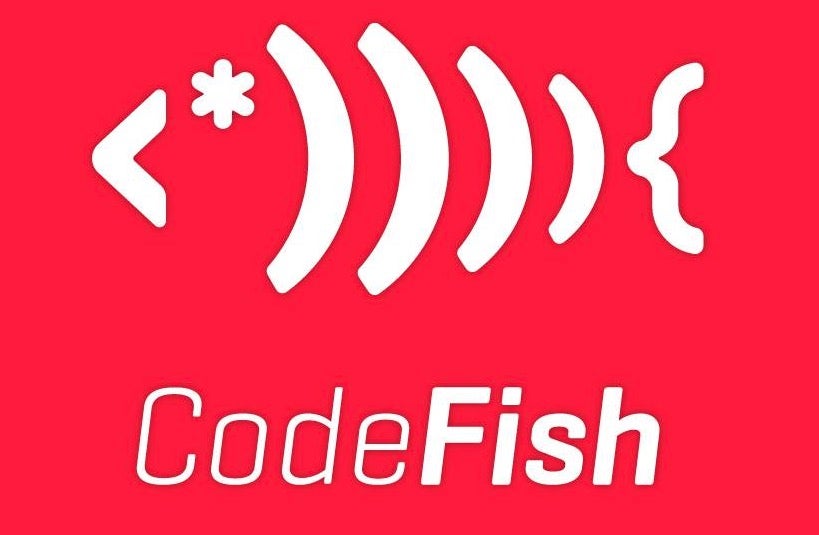 Ein Fisch aus Code. So einfach kann die Verbindung von Logo und Unternehmensnamen sein. (Logo: CodeFishStudios)