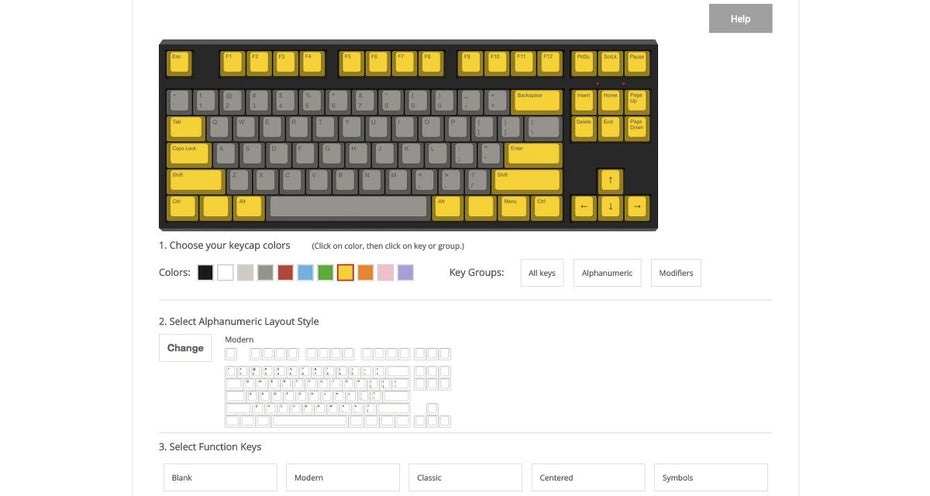 Mechanische Keyboards: Bei WASD könnt ihr eure Tastatur online zusammenstellen. (Screenshot: WASD Keyboards)