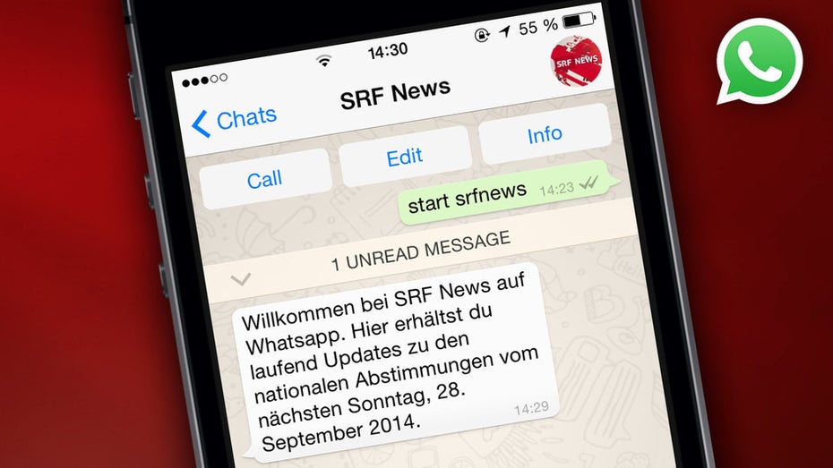 Per Messaging zum Wahlergebnis: Aktion des SRF im Herbst 2014. (Grafik: SRF)