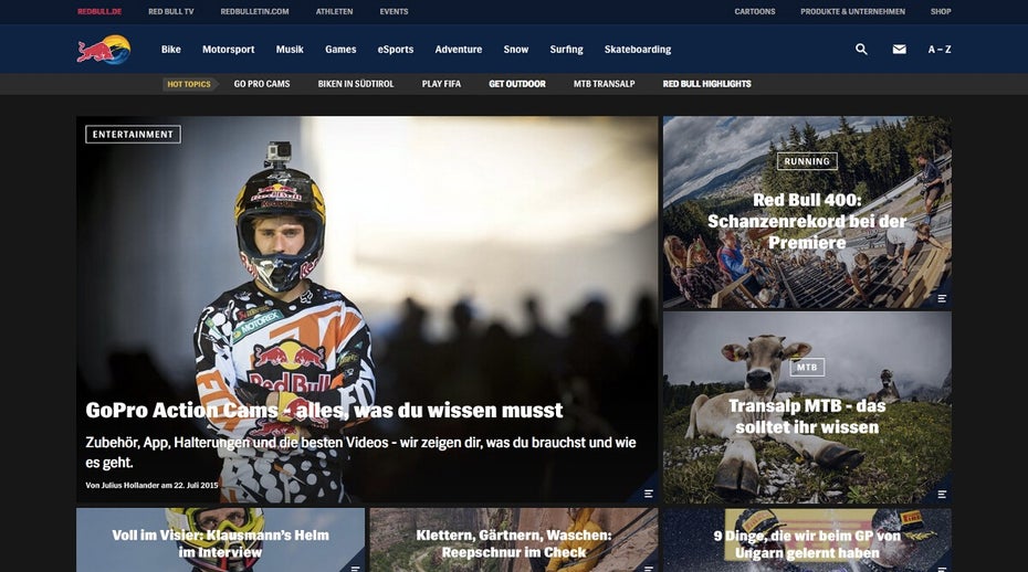 Gelungene Unternehmensblogs: Red Bull. (Screenshot: Red Bull)