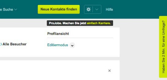 Pop-up auf Xing.de  (Screenshot: Konversionskraft ) 