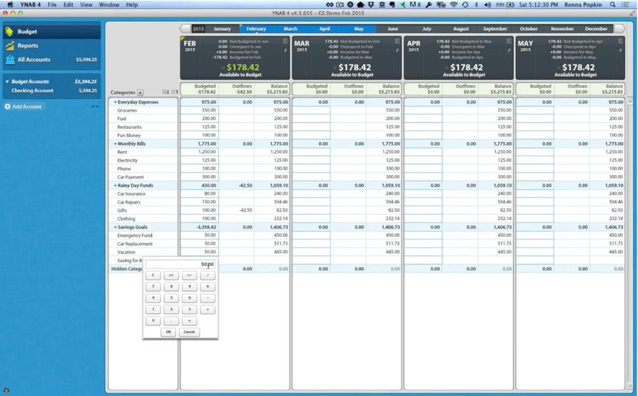 Viele mobile Budget-Apps wie You Need a Budget synchronisieren sich mit einer Desktop-Version. (Screenshot: YNAB)