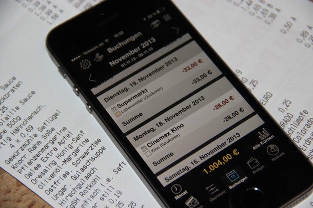 Belegerfassung gehört zu den Grundfunktionen jedes Haushaltsbuchs. (Screenshot: Onetwoapps)