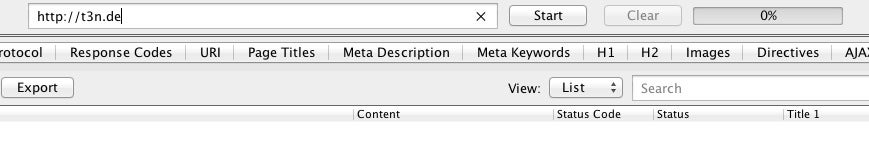 Sobald du eine URL hinterlegt und den Crawl gestartet hast, geht es los. (Screenshot: Screaming Frog/ t3n.de)
